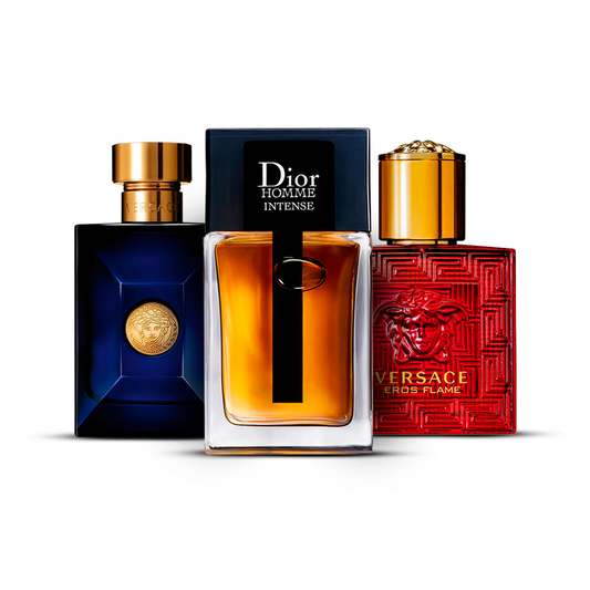 Combination of 3 men’s perfumes – Versace Dylan Blue, Dior Homme Intense and Versace Eros Flame [100 ml each]