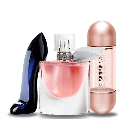 Combination of 3 perfumes – Good Girl by Carolina Herrera, La Vie Est Belle by Lancôme and 212 VIP Rosé by Carolina Herrera [100 ml each]