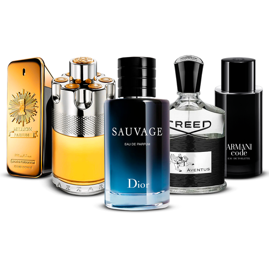 Combination of 5 men’s perfumes – 1 Million, Azzaro Wanted, Sauvage, Creed Aventus and Armani Code [100 ml each]