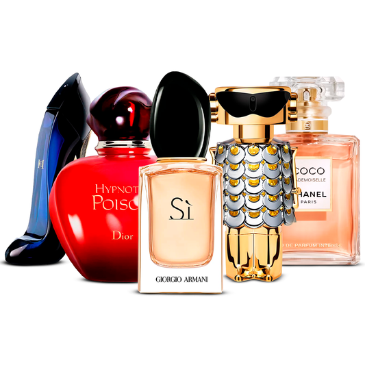 Combination of 5 women’s perfumes – Good Girl, Hypnotic Poison, Sì, Fame and Coco Mademoiselle [100 ml each]