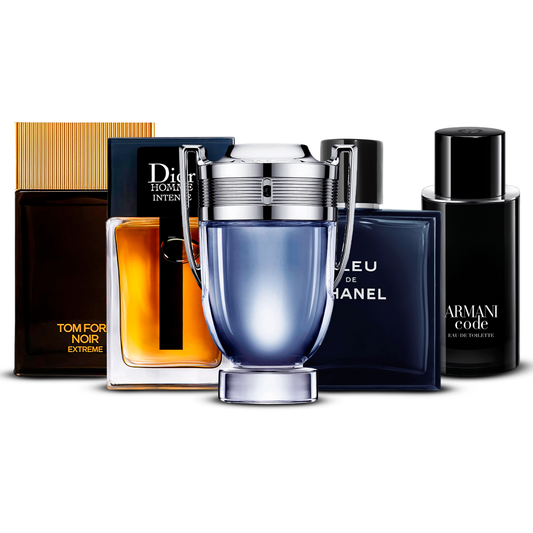 Combination of 5 men’s perfumes – Tom Ford Noir Extrême, Dior Homme Intense, Invictus, Bleu de Chanel and Armani Code [100 ml each]