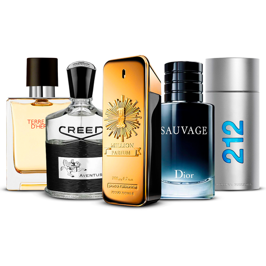Combination of 5 men’s perfumes – Terre d’Hermès, Creed Aventus, 1 Million, Sauvage and 212 Men [100 ml each]