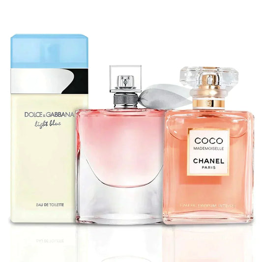 Combination of 3 women’s perfumes – La Vie Est Belle, Coco Mademoiselle and Light Blue [100 ml each]
