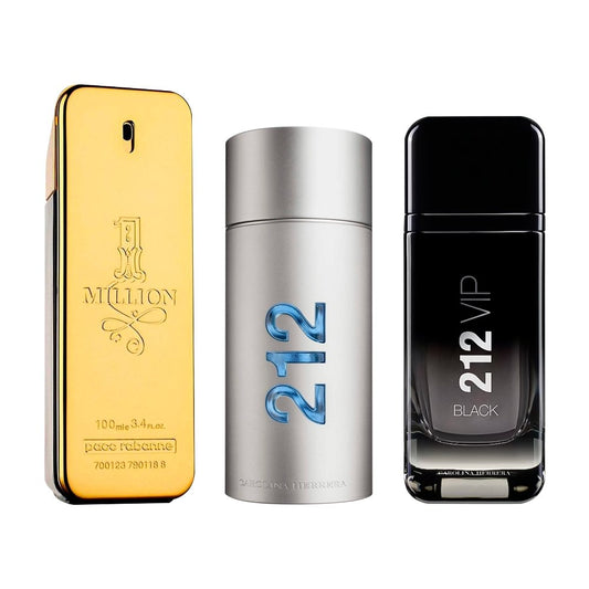Combination of 3 men’s perfumes – 1 Million, 212 MEN and 212 Black [100 ml each]