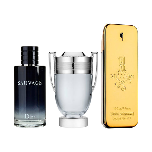 Combination of 3 men’s perfumes – Sauvage, Invictus and 1 Million [100 ml each]