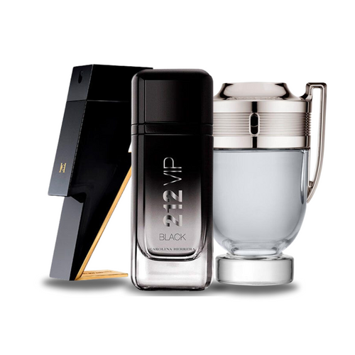 Combination of 3 perfumes – Bad Boy by Carolina Herrera, 212 VIP Black by Carolina Herrera and Invictus by Paco Rabanne [100 ml each]